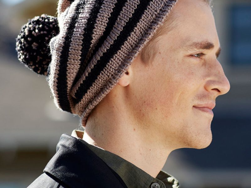 Free Knitting Pattern for a Skater Chic Hat for Men
