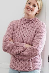 Free Knitting Pattern for a Women’s Cabled Sweater