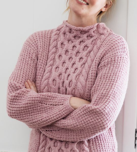 Free Knitting Pattern for a Women’s Cabled Sweater