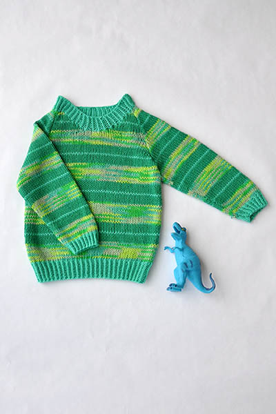 Free Knitting Patterns fir a Baby and Kids Sweater Stripe-o-saurus