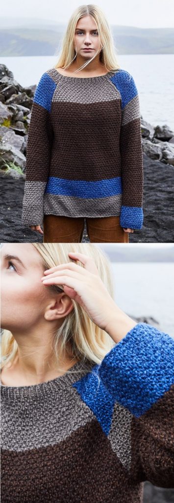 Free knitting pattern for a colorblock sweater