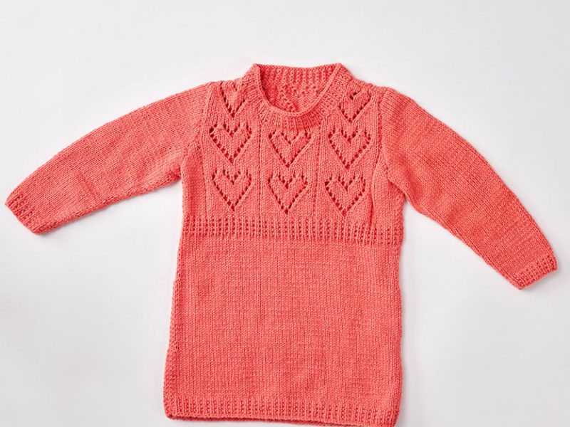 Free Knitting Pattern for Child’s Heart Yoke Tunic