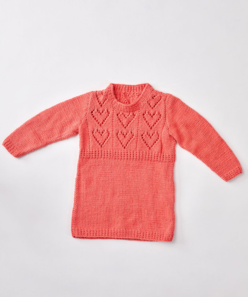 Free Knitting Pattern for Child's Heart Yoke Tunic