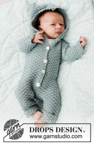 Free Knitting Pattern for a Babysuit Truly Wooly with Hood