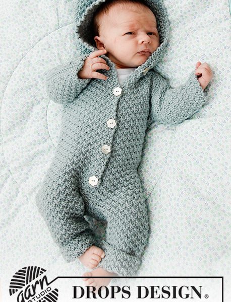 Free Knitting Pattern for a Babysuit Truly Wooly with Hood