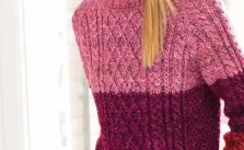 Free Knitting Pattern for a Colorblock Fisherman’s Sweater in Noro Silk Garden Solo