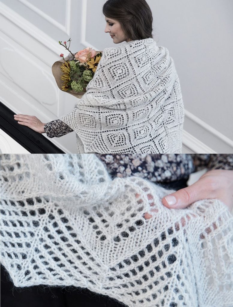 Free Knitting Pattern for a Diamond Lace Shawl