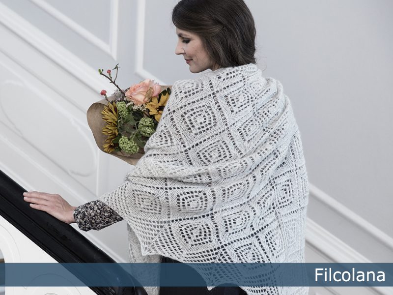 Free Knitting Pattern for a Diamond Lace Shawl