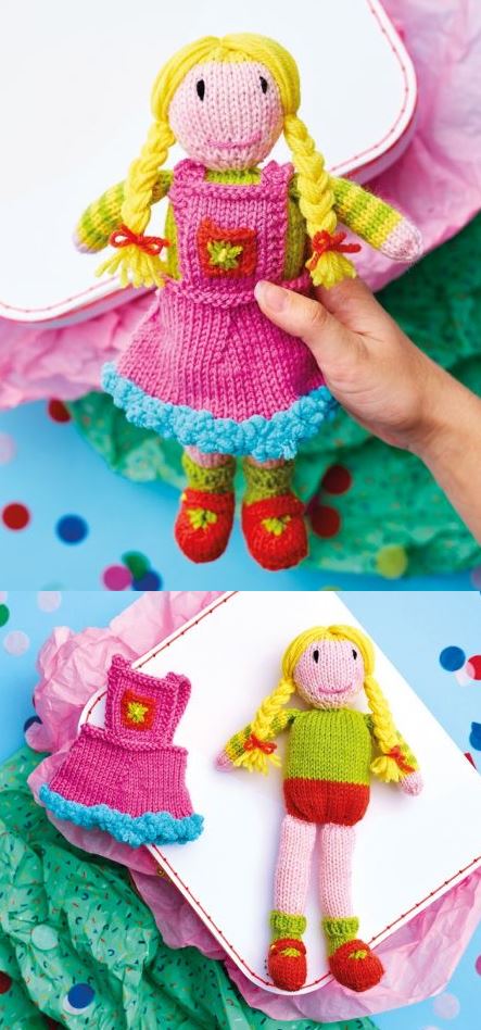 Free Knitting Pattern for a Pigtail Doll