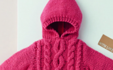 Free Knitting Pattern for a Zip Cabled Baby Sweater with Hood