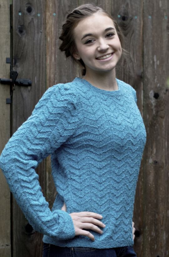 Free knitting pattern for a ladies ripple stitch sweater