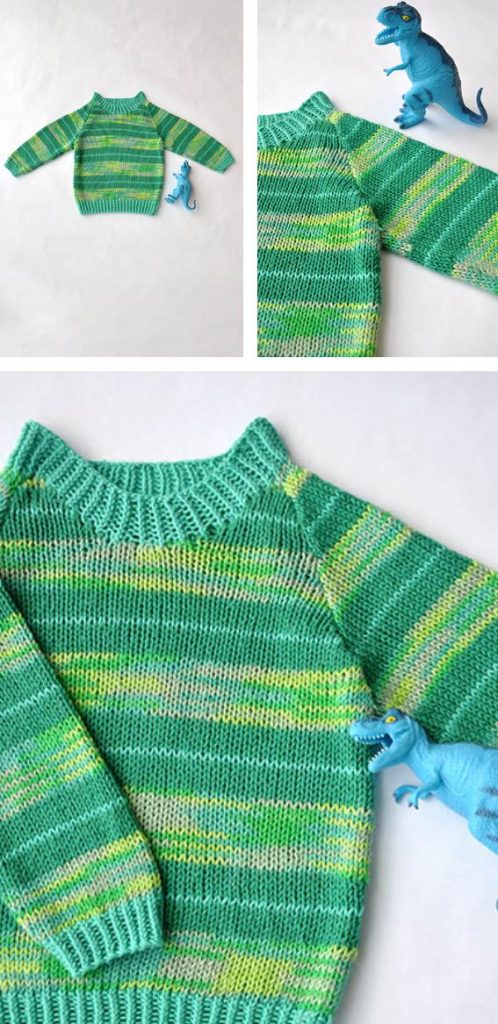 Easy baby sweater knitting pattern for beginners with stripes