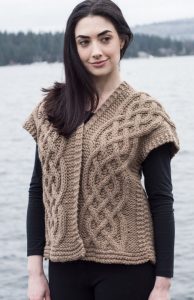Free Knitting Pattern for a Celtic Cable Kimono Vest