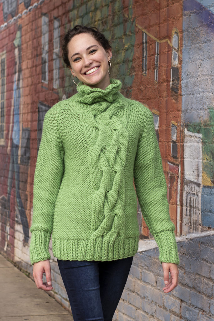 Free Knitting Pattern For A Cabled Raglan Cowl Neck Sweater