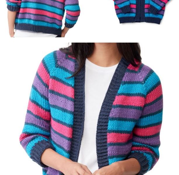 Free Knitting Pattern for a Cropped Raglan Knit Cardigan