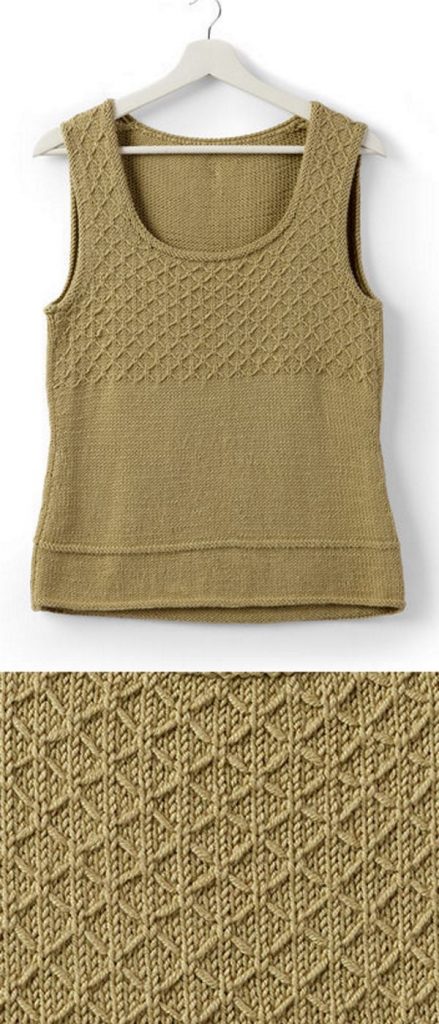 Free knitting pattern for an easy tank top with a slip stitch design. This slip stitch looks intricate, but is so easy to knit! Free to download this free pattern now.