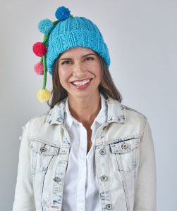 Free Knitting Pattern for Ribbed Hat with Pompom Tassels