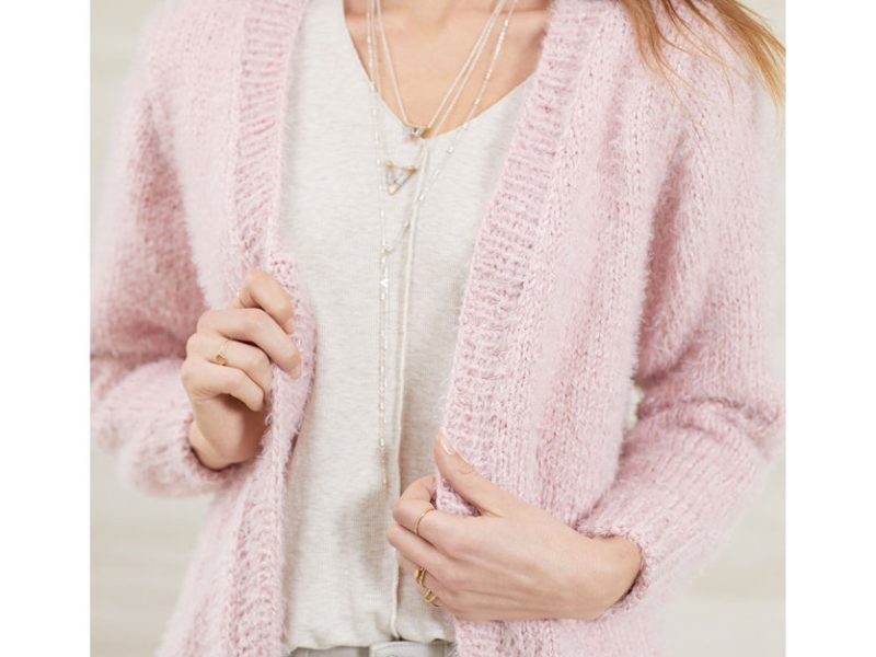 Free Knitting Pattern for a No-Button Cozy Knit Cardigan