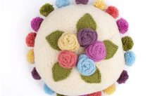 Free Knitting Pattern for a Pearl Round Floral Cushion