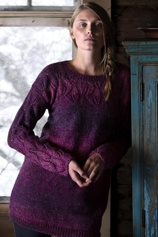 Free Knitting Pattern for a Women's Lace Tunic in Variegated Yarn