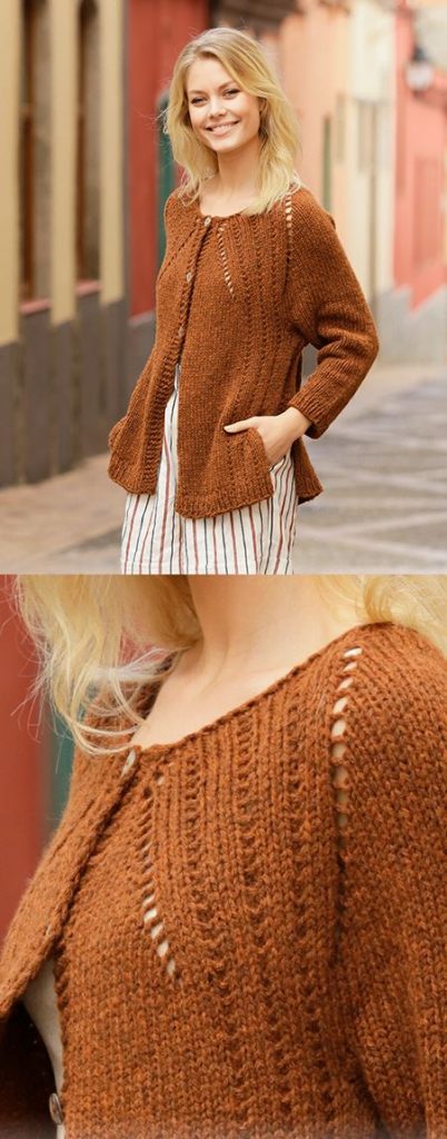 Free Knitting Pattern for an Autumn Spice Cardigan