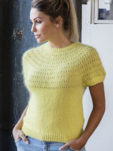 Free Knitting Pattern for an Eyelet Yoke Top