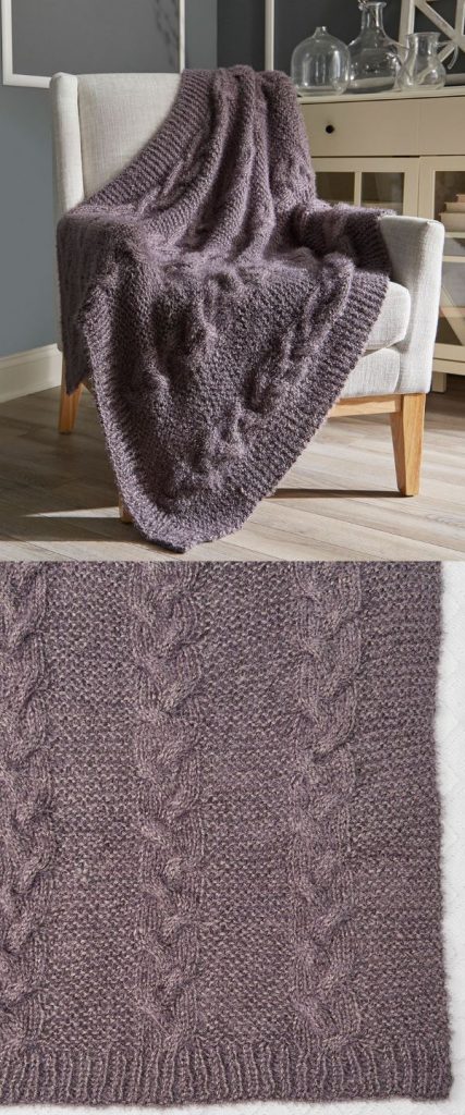 Cable and garter chunky knit blanket pattern free