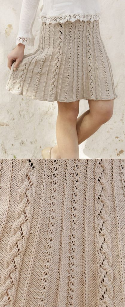 Free Knitting Pattern for a Cable Waterfall Skirt