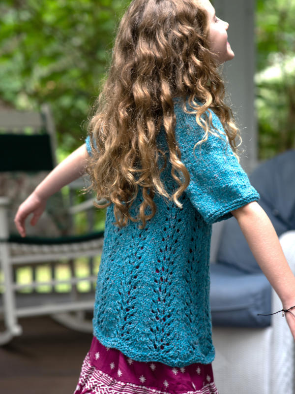 Free Knitting Pattern for a Four Row Lace Repeat Girl's Dress