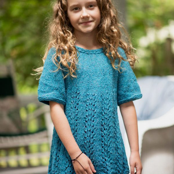 Free Knitting Pattern for a Four Row Lace Repeat Girl’s Dress