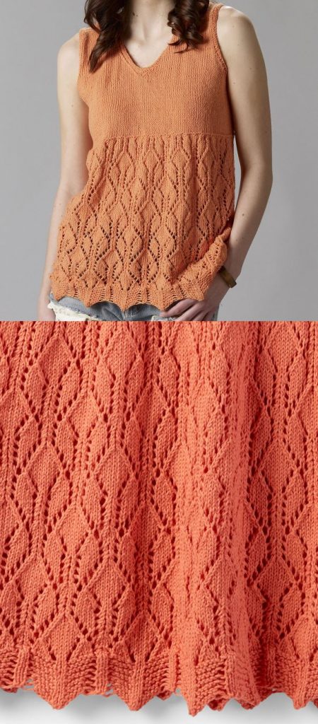 Free Knitting Pattern for a Lace Sleeveless Tunic