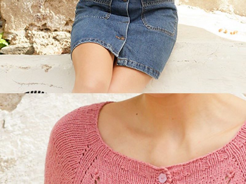 Free Knitting Pattern for a Lace stitch Ladies Raglan Cardigan