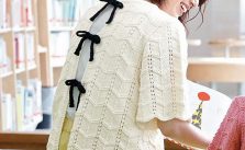 Free Knitting Pattern for a Ladies Sweater with Back Bows