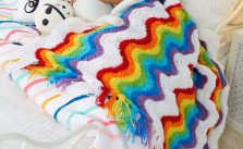 Free Knitting Pattern for a Rainbow Ripple Stitch Throw