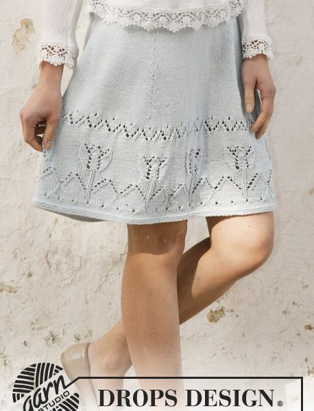 Free Knitting Pattern for a Spring Tulip Lace Skirt