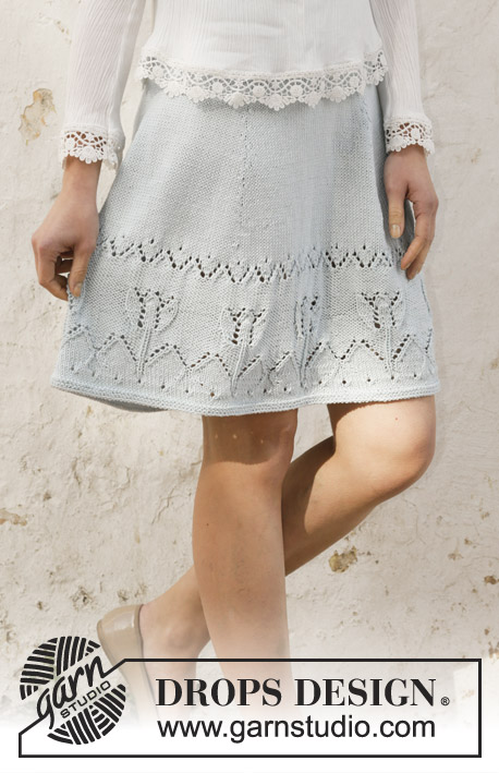 Free Knitting Pattern for a Spring Tulip Lace Skirt