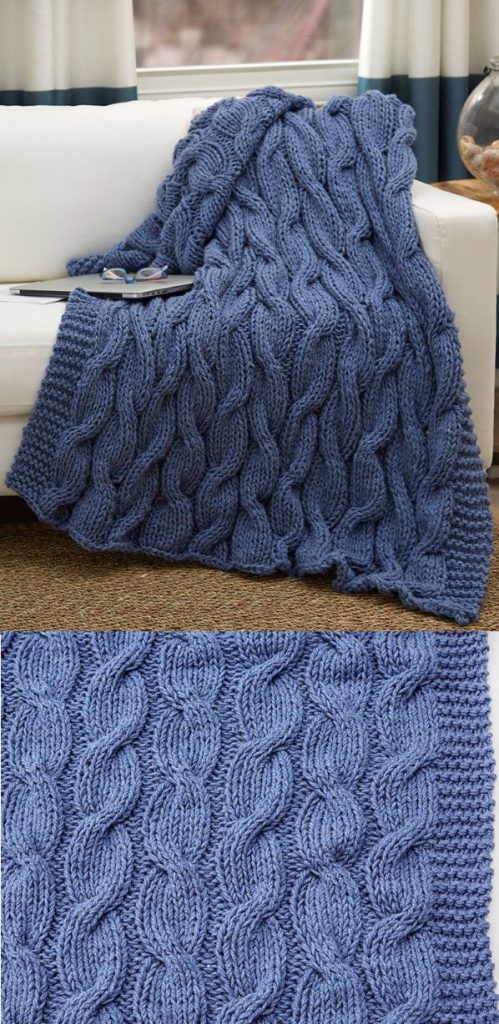 classic chunky cable knit blanket pattern