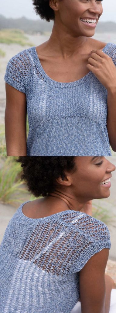 Free Knitting Pattern for a Pretty Ladies Top with Lace