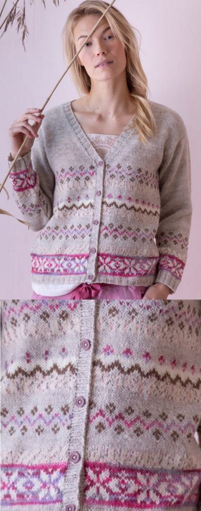 Free Knitting Pattern for a Woman's Colorwork Cardigan in Pink