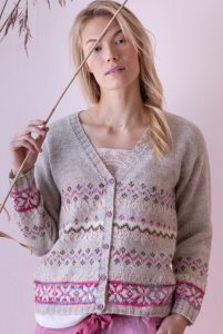 Free Knitting Pattern for a Woman's Colorwork Cardigan in Pink