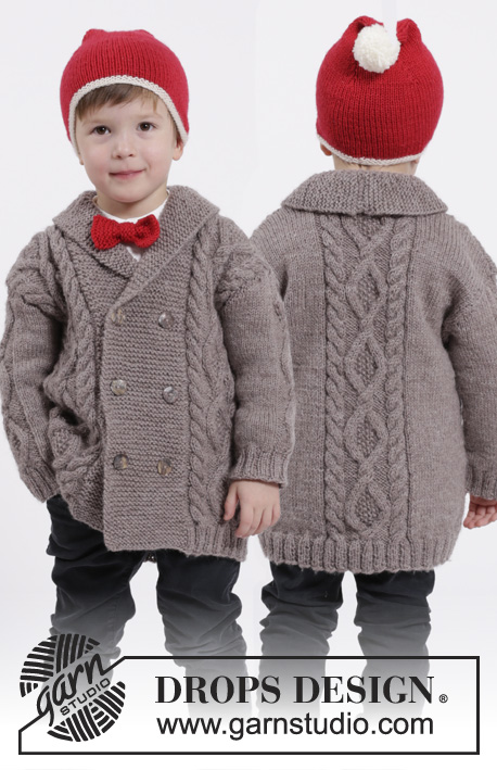 Free knitting pattern download for kids cabled jacket set