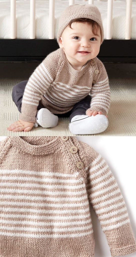 Free Baby Sweater Knitting Patterns - pullover with stripes