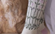 Free Knitting Pattern for Socks with Colorwork Flower Pattern