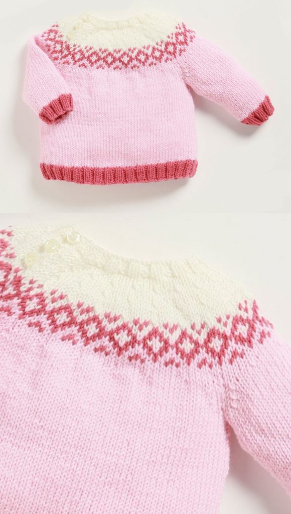 Free knitting pattern for a baby colorwork sweater pullover