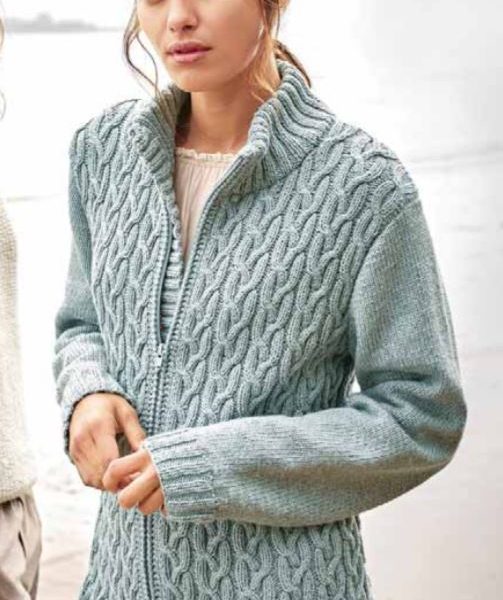 Free Knitting Pattern for a Cable Pattern Cotton and Yak Ladies Jacket