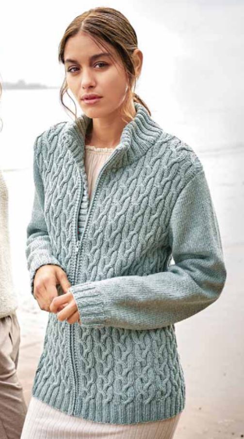 Free Knitting Pattern for a Cable Pattern Cotton and Yak Ladies Jacket