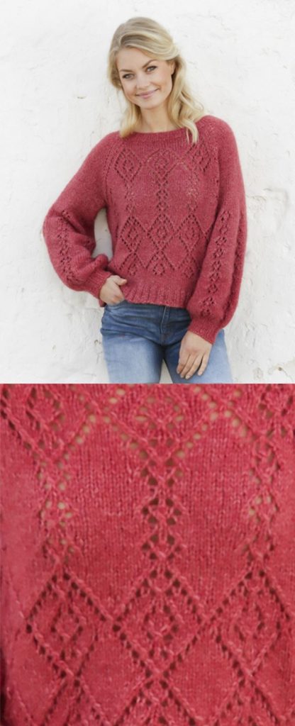 Free Knitting Pattern for a Diamond Lace Sweater