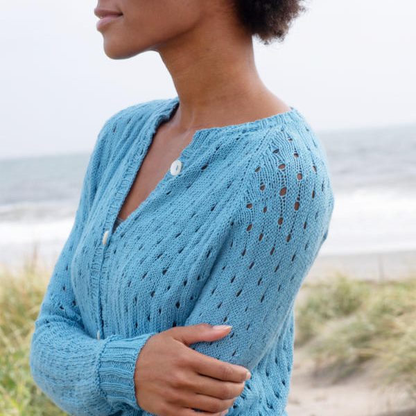 Free Knitting Pattern for a Swiss Dot Eyelet Cardigan