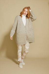 Free knitting pattern for an oversized cable cardigan for women