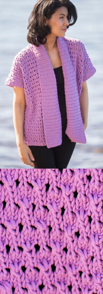 Free knitting pattern for a lacy Summer topper with cotton yarn